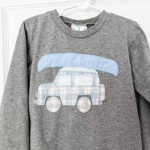 Boys Shrimp and Grits Patchwork Long Sleeve Shirt Gingham and Plaid Truck